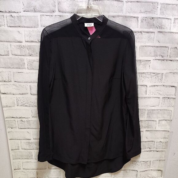 Akris Punto Black Sheer Panel Blouse - Picture 1 of 3